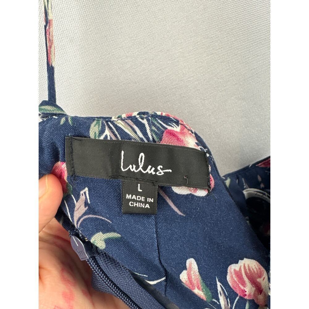 Women’s Lulus Large Navy Blue Flora Sleeveless Sundress - Picture 4 of 5